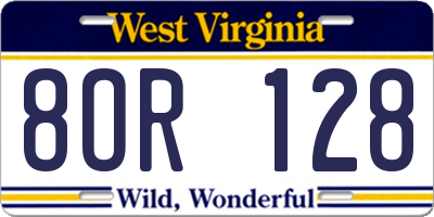WV license plate 8OR128