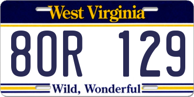 WV license plate 8OR129
