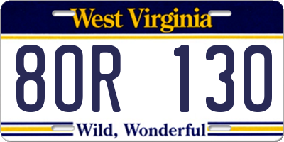 WV license plate 8OR130
