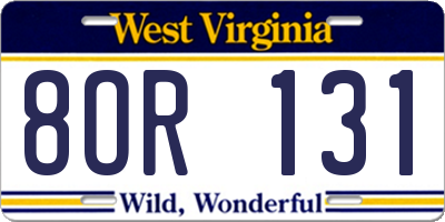 WV license plate 8OR131