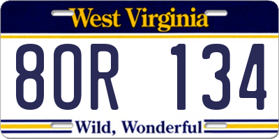 WV license plate 8OR134