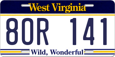 WV license plate 8OR141