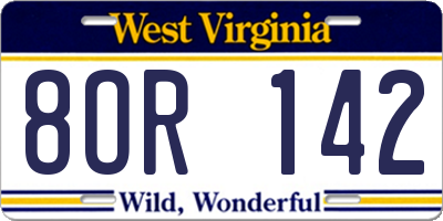 WV license plate 8OR142