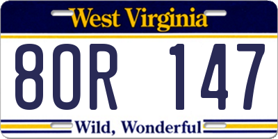 WV license plate 8OR147