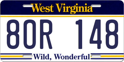 WV license plate 8OR148