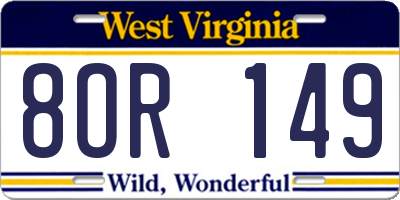WV license plate 8OR149