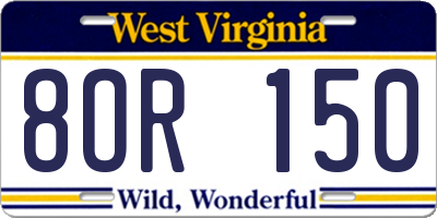 WV license plate 8OR150