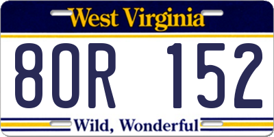 WV license plate 8OR152