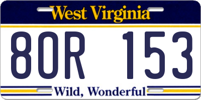 WV license plate 8OR153
