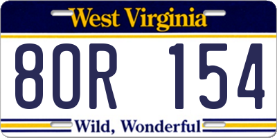 WV license plate 8OR154