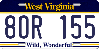 WV license plate 8OR155