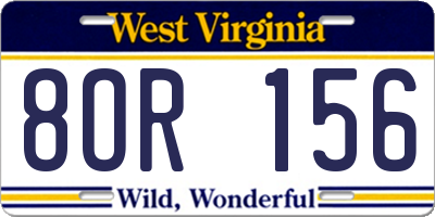 WV license plate 8OR156