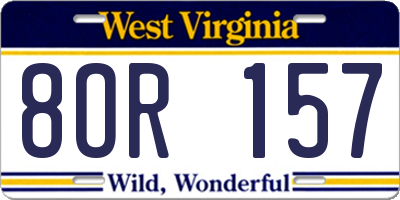 WV license plate 8OR157