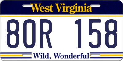 WV license plate 8OR158