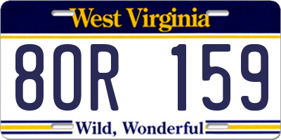 WV license plate 8OR159