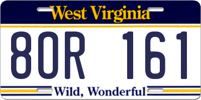 WV license plate 8OR161