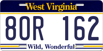 WV license plate 8OR162