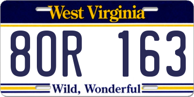 WV license plate 8OR163