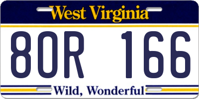WV license plate 8OR166