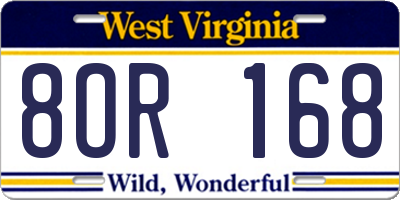 WV license plate 8OR168