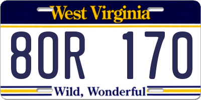 WV license plate 8OR170