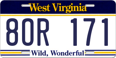 WV license plate 8OR171