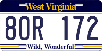 WV license plate 8OR172
