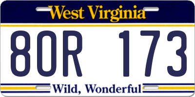 WV license plate 8OR173