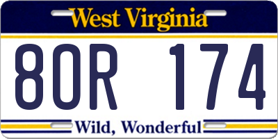WV license plate 8OR174