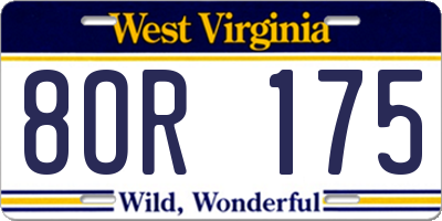 WV license plate 8OR175