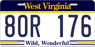WV license plate 8OR176