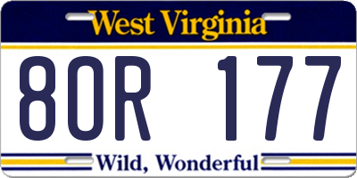 WV license plate 8OR177