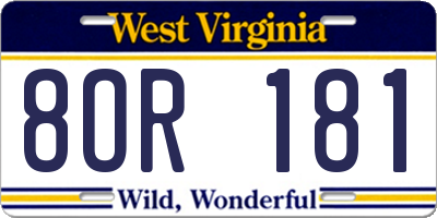 WV license plate 8OR181