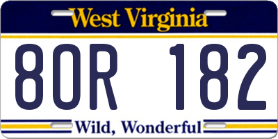 WV license plate 8OR182