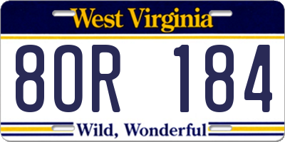 WV license plate 8OR184