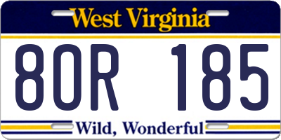 WV license plate 8OR185