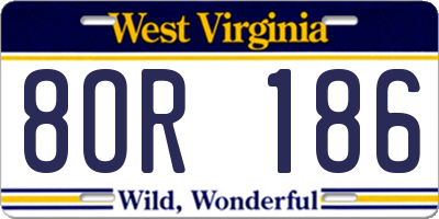 WV license plate 8OR186