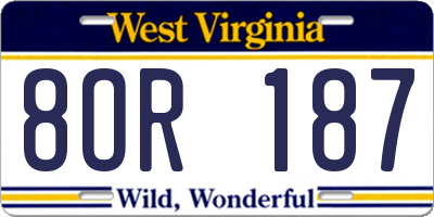 WV license plate 8OR187