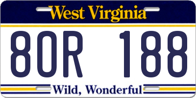 WV license plate 8OR188