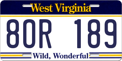 WV license plate 8OR189