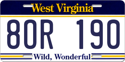 WV license plate 8OR190