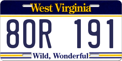 WV license plate 8OR191