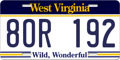 WV license plate 8OR192