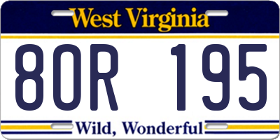 WV license plate 8OR195