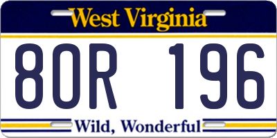 WV license plate 8OR196