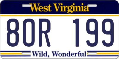 WV license plate 8OR199