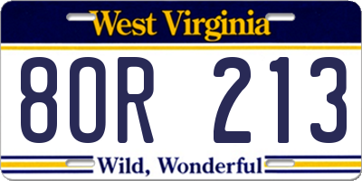 WV license plate 8OR213