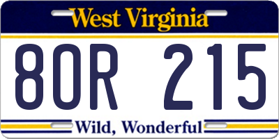 WV license plate 8OR215