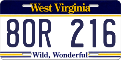 WV license plate 8OR216