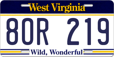 WV license plate 8OR219